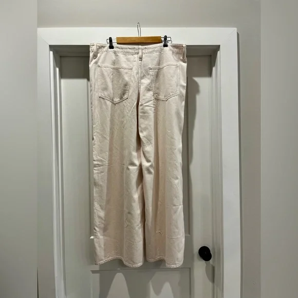 NWT Madewell Wide Sweep Trousers Minimalist Wide Leg Cream Denim Jeans 33 FLAW - Picture 13 of 15